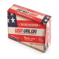 9mm Ammo - Winchester Valor Ammo Luger Brass Case FMJ Winchester Valor Luger Brass Case FMJ Ammo