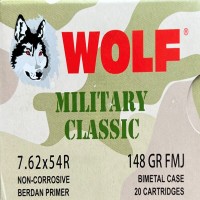 WOLF Military Classic Non-Corrosive FMJ Ammo