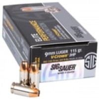 Sig Sauer Elite V-Crown Luger Brass-Cased Centerfire JHP Ammo