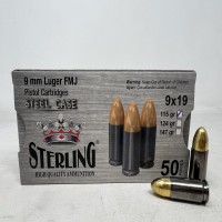 Sterling Luger Steel Cased FMJ Ammo