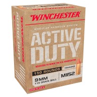 Winchester Active Duty Luger Flat Nose Brass MPN FMJ Ammo