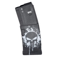 sion First Tactical Extreme Duty AR-15 Magazine .223 Rem/5.56 NATO 30 Rounds Polymer Black With White Punisher Skull Splatter Logo Ammo