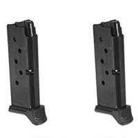 er LCP II 6 Round Magazine .380 ACP Extended Polymer Base Plate Steel Blued Finish 2 Pack Ammo